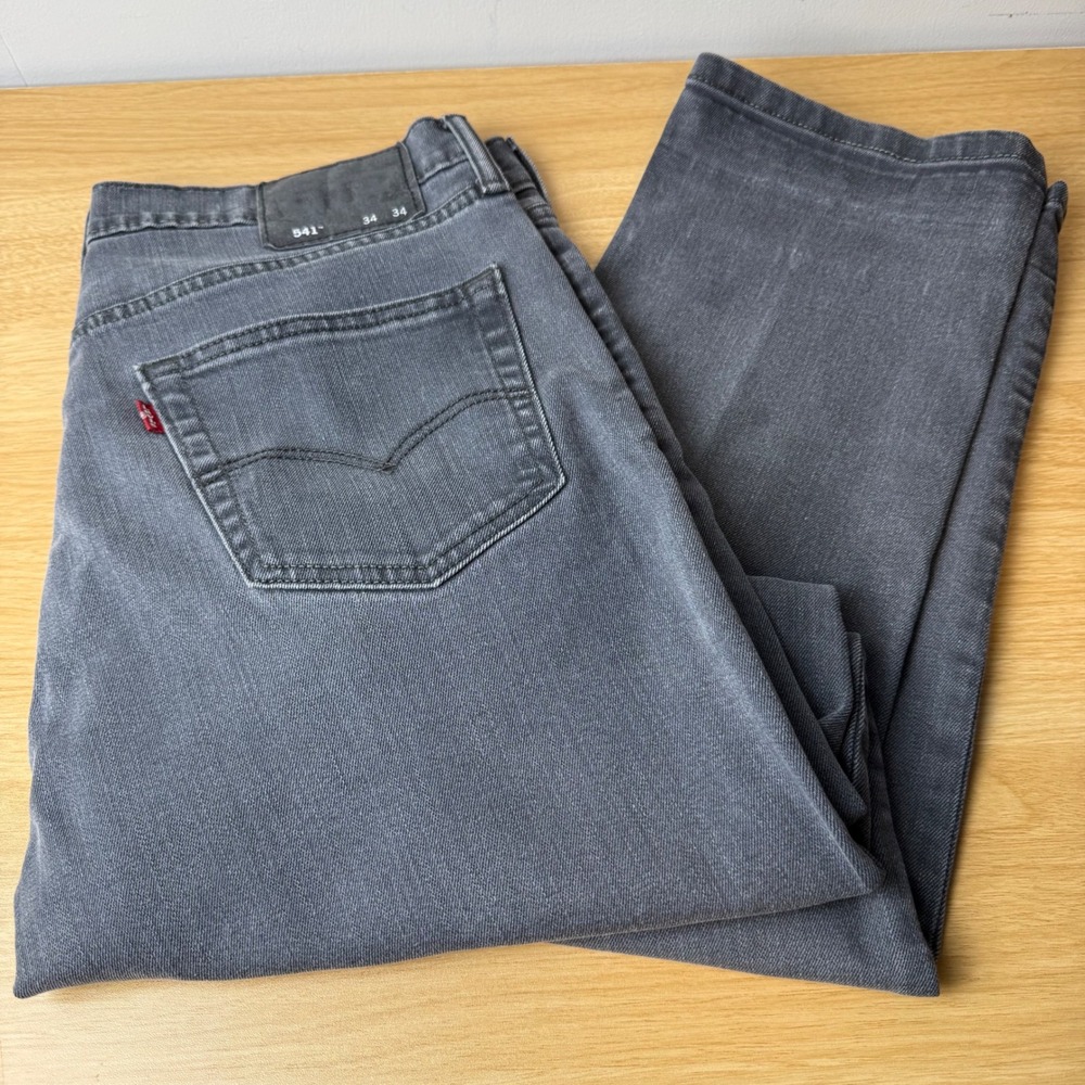 Levi's 541 Mens Athletic Tapered Jeans 34x31 Grey Denim Everyday Wear Normcore